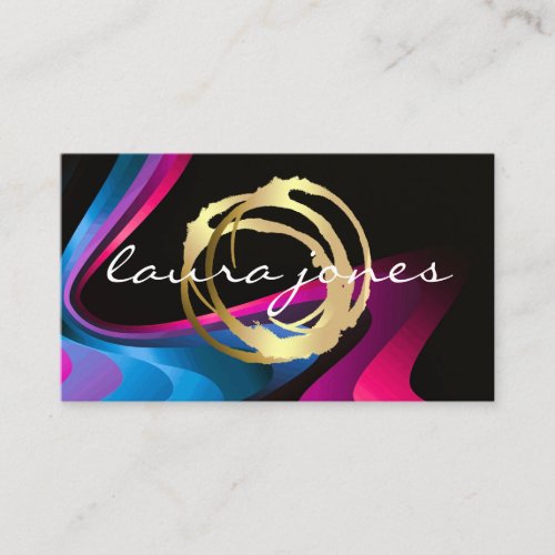 Faux Gold Painted Circle Designer Business Card