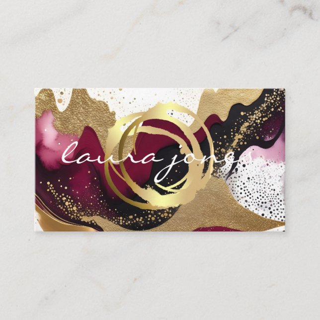 Faux Gold Painted Circle Designer Business Card (Front)