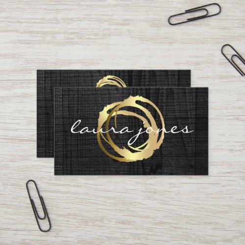 Faux Gold Painted Circle Designer Business Card