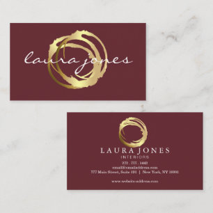 Faux Gold Painted Circle Designer Business Card