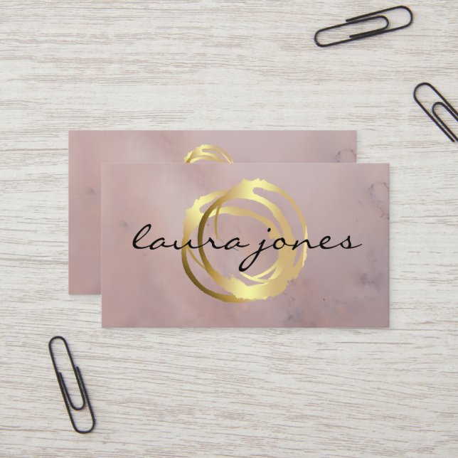 Faux Gold Painted Circle Designer Business Card (Front/Back In Situ)