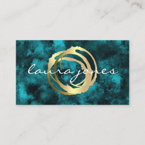 Faux Gold Painted Circle Designer Business Card