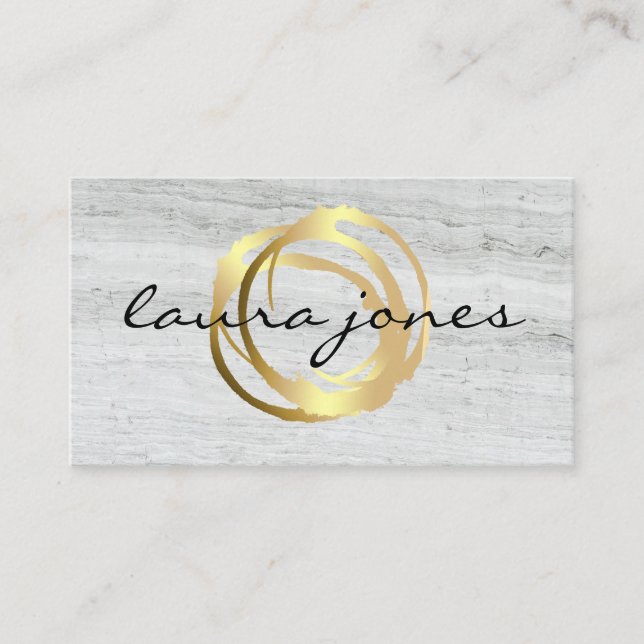Faux Gold Painted Circle Designer Business Card (Front)