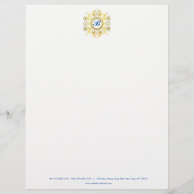 Faux Gold Painted Designer Monogram Letterhead (Front)