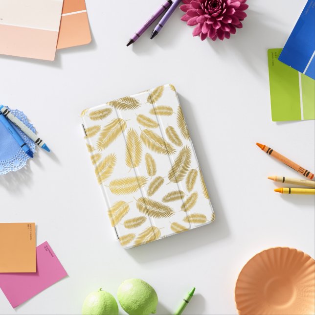 Faux Gold Palm Leaves Pattern iPad Mini Cover (In Situ)