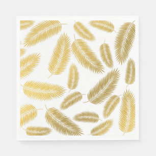 Faux Gold Palm Leaves Pattern Napkins