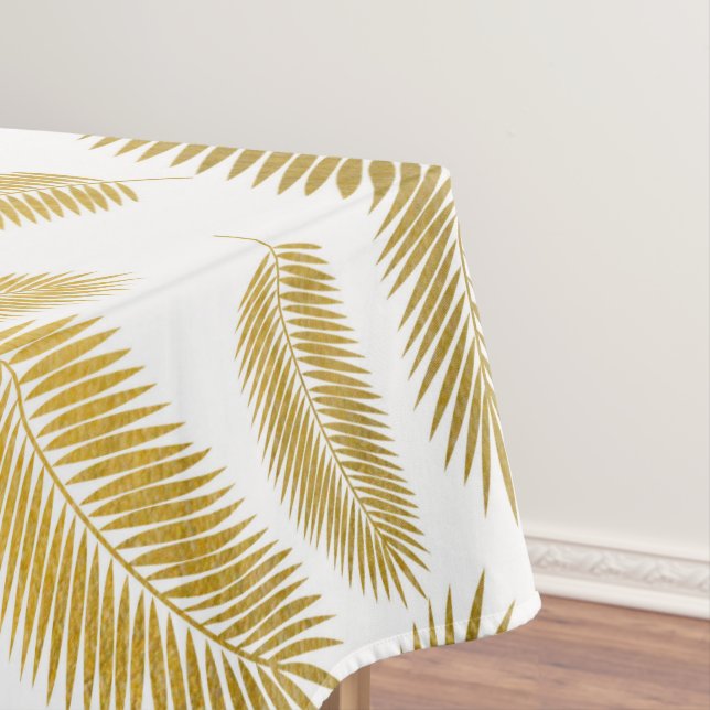 Faux Gold Palm Leaves Pattern Tablecloth (In Situ)