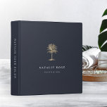 Faux Gold Palm Tree Logo 3 Ring Binder<br><div class="desc">Keep track of your appointments, customer data and more with this chic binder. Design features two lines of custom text in classic white lettering on a navy blue background adorned with a tropical palm tree illustration in faux gold foil. Add additional custom text to the spine. Mini size also available...</div>