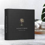 Faux Gold Palm Tree Logo 3 Ring Binder<br><div class="desc">Keep track of your appointments, customer data and more with this chic binder. Design features two lines of custom text in classic white lettering on a charcoal gray background adorned with a tropical palm tree illustration in faux gold foil. Add additional custom text to the spine. Mini size also available...</div>