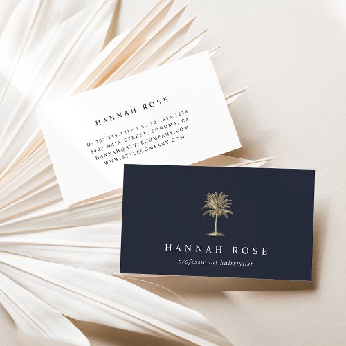 Faux Gold Palm Tree Logo Business Card