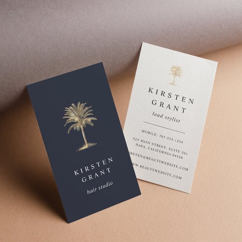 Faux Gold Palm Tree Logo Business Card