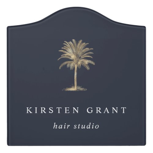 Faux Gold Palm Tree Logo Door Sign