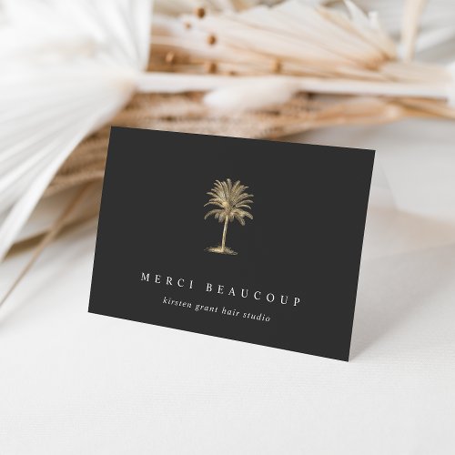 Faux Gold Palm Tree Logo Note Cards