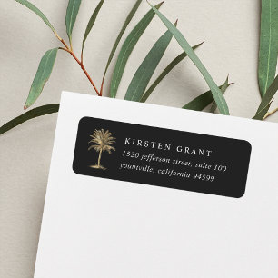 Faux Gold Palm Tree Logo Return Address Label