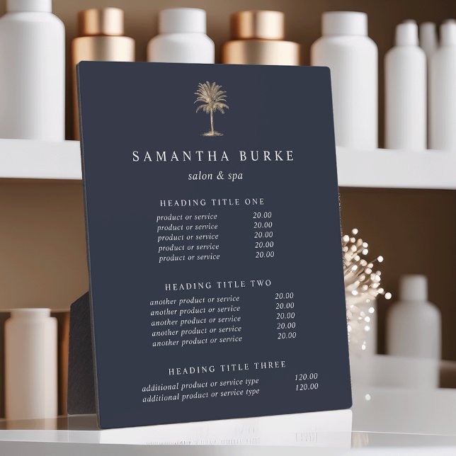 Faux Gold Palm Tree Pricing/Services Display Plaque (Creator Uploaded)