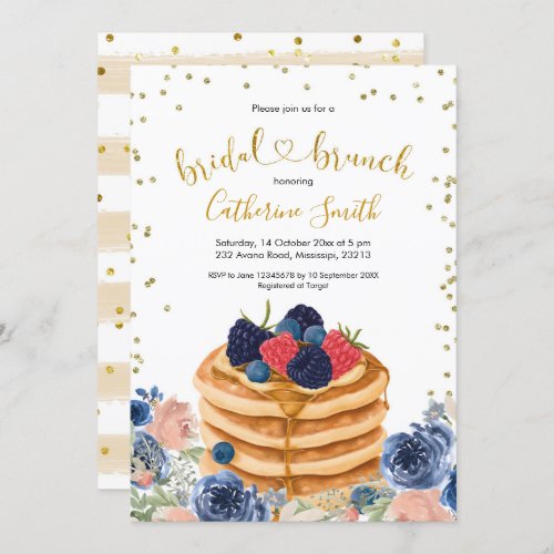 Faux Gold Pancake Bridal Brunch Invitation