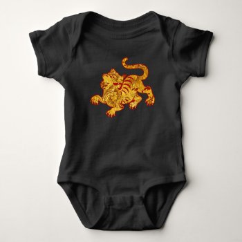 Faux Gold Pattern Tiger Baby Bodysuit by oph3lia at Zazzle