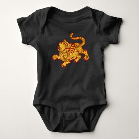 Faux Gold Pattern Tiger Baby Bodysuit