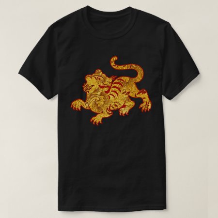 Faux Gold Pattern Tiger T-shirt