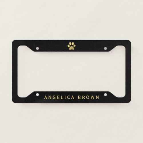 Faux Gold Paw Print License Plate Frame