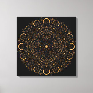 Faux Gold Pearl Bead Mandala Canvas Print