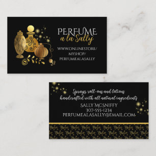 Faux gold perfume bottles handcrafted scent lotion business card