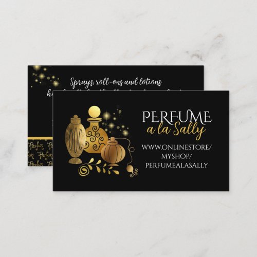 Faux gold perfume bottles handcrafted scent lotion business card