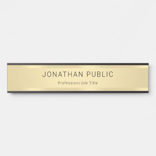 Faux Gold Personalized Glamour Modern Template Door Sign