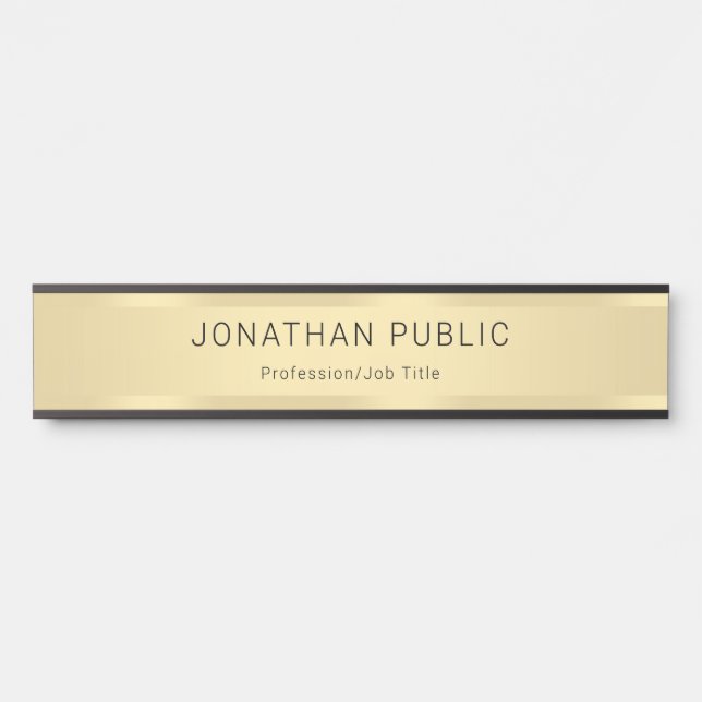 Faux Gold Personalized Glamour Modern Template Door Sign (Front)