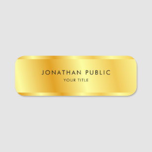 Faux Gold Personalized Template Elegant Modern Name Tag