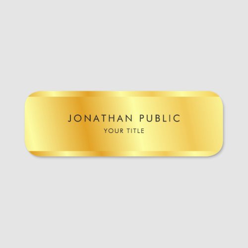 Faux Gold Personalized Template Elegant Modern Name Tag