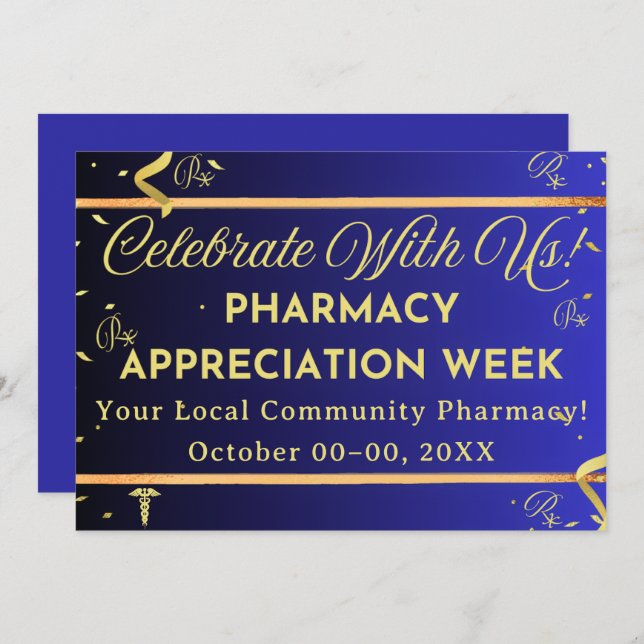 Faux Gold Pharmacy Appreciation Greeting Card (Front/Back)