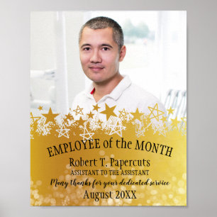Faux gold photo employee of the month certificate poster