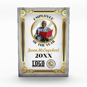 Faux gold photo employee of the year recognition acrylic award