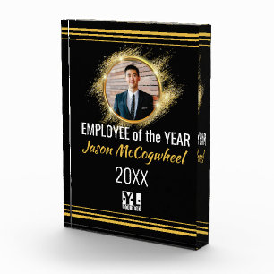 Faux gold photo employee of the year recognition acrylic award