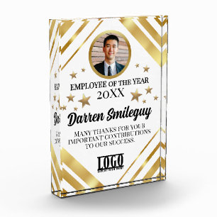 Faux gold photo employee of the year recognition acrylic award