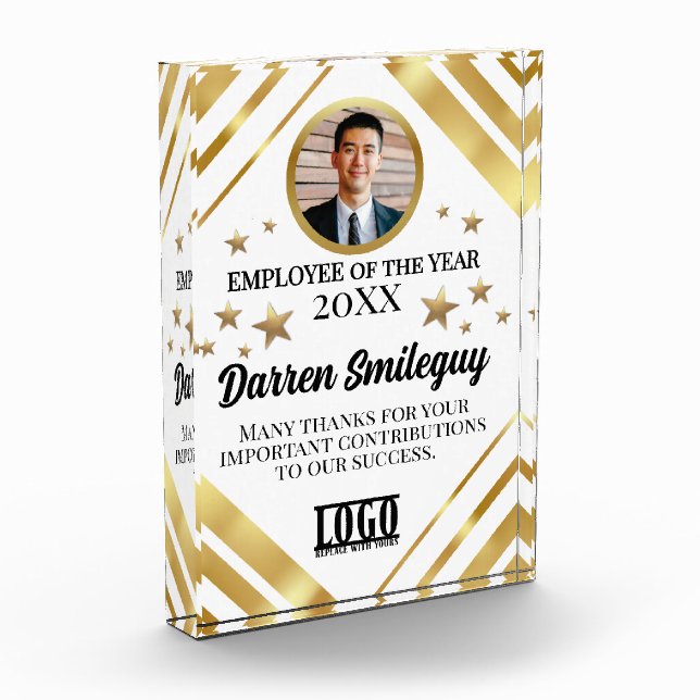 Faux gold photo employee of the year recognition acrylic award (Left)