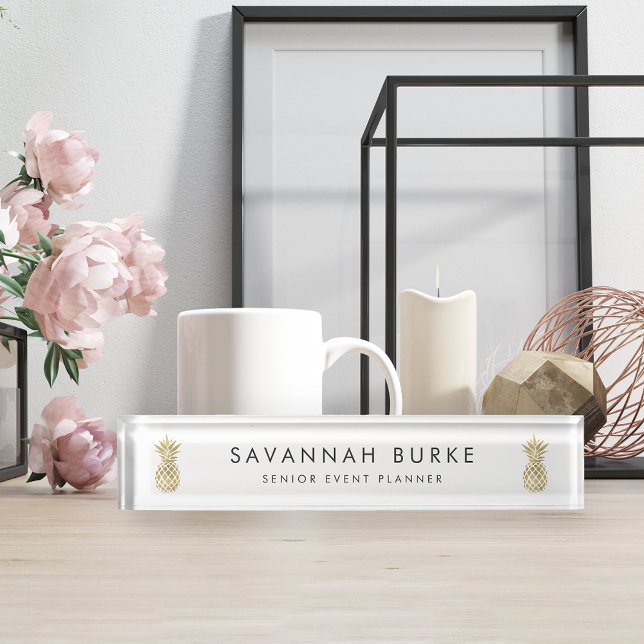 Faux Gold Pineapple Desk Name Plate (Creator Uploaded)