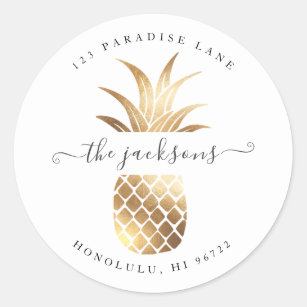Faux Gold Pineapple DIY Background Classic Round Sticker