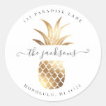 Faux Gold Pineapple DIY Background Classic Round Sticker
