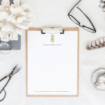 Faux Gold Pineapple Logo Letterhead<br><div class="desc">Chic and elegant business letterhead features a faux gold foil pineapple with your name or business name beneath in modern off-black lettering. Add your address,  contact information or more details to the bottom.</div>