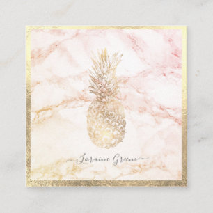 FAUX GOLD PINEAPPLE+MARBLE SQUARE BUSINESS CARD