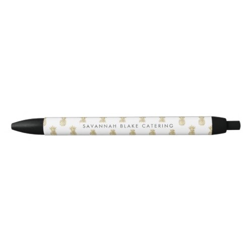 Faux Gold Pineapple Personalized Black Ink Pen