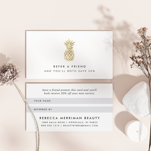 Faux Gold Pineapple Referral Card