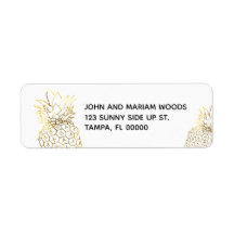 Faux Gold Pineapple Return Address Labels