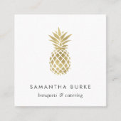 Faux Gold Pineapple Square Business Card (Front)