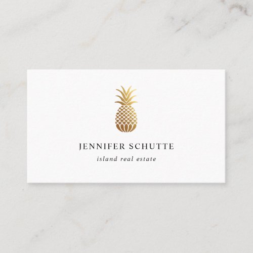 Faux Gold Pineapple Tropical Real Estate Agent Business Card