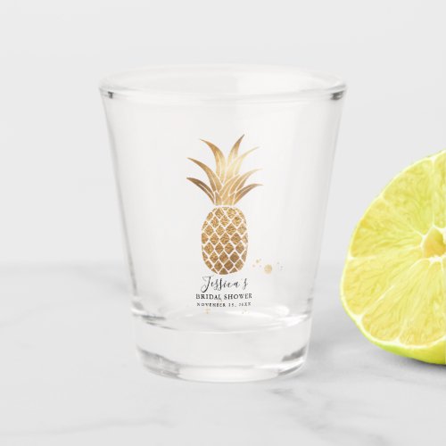 Faux Gold Pineapple Wedding Party Gift Shot Glass