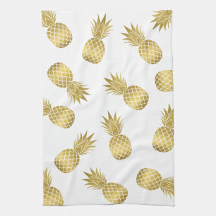 Faux Gold Pineapples Kitchen Towel