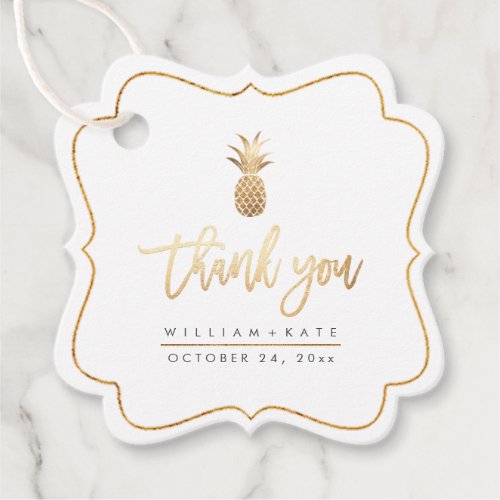 Faux Gold Pineapples Thank You Favor Tags